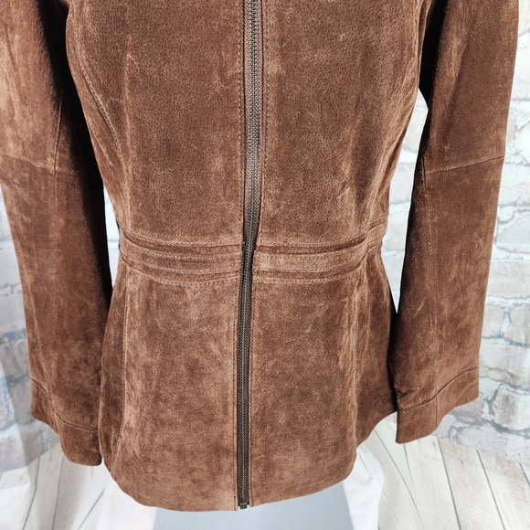 Vintage novelti Suede Jacket Full Zip Brown Size Medium Coastal Cowgirl - Picture 5 of 16